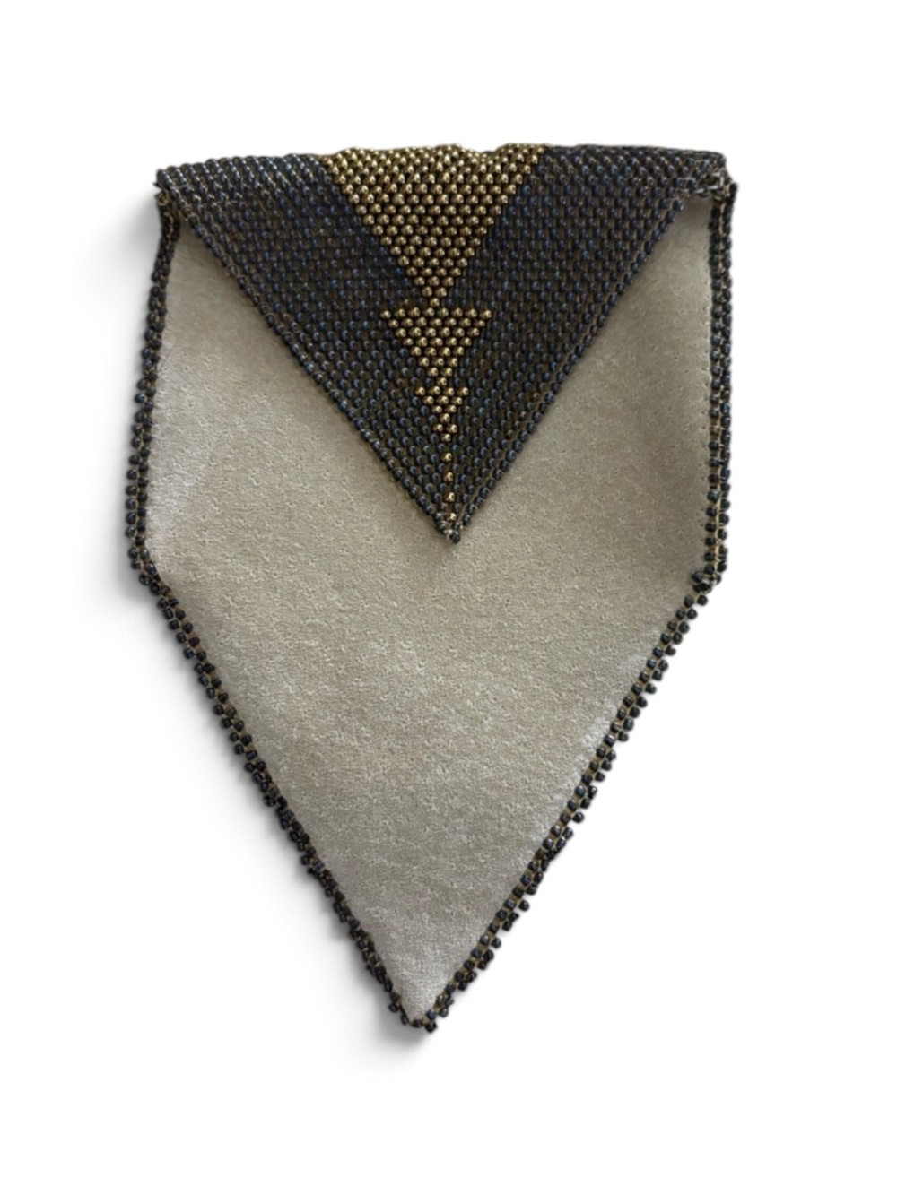 Soft Tan Suede Beaded Vintage Handmade Pouch
